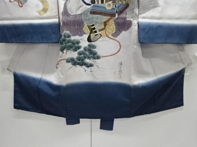  騎馬武者模様紋付男児着物